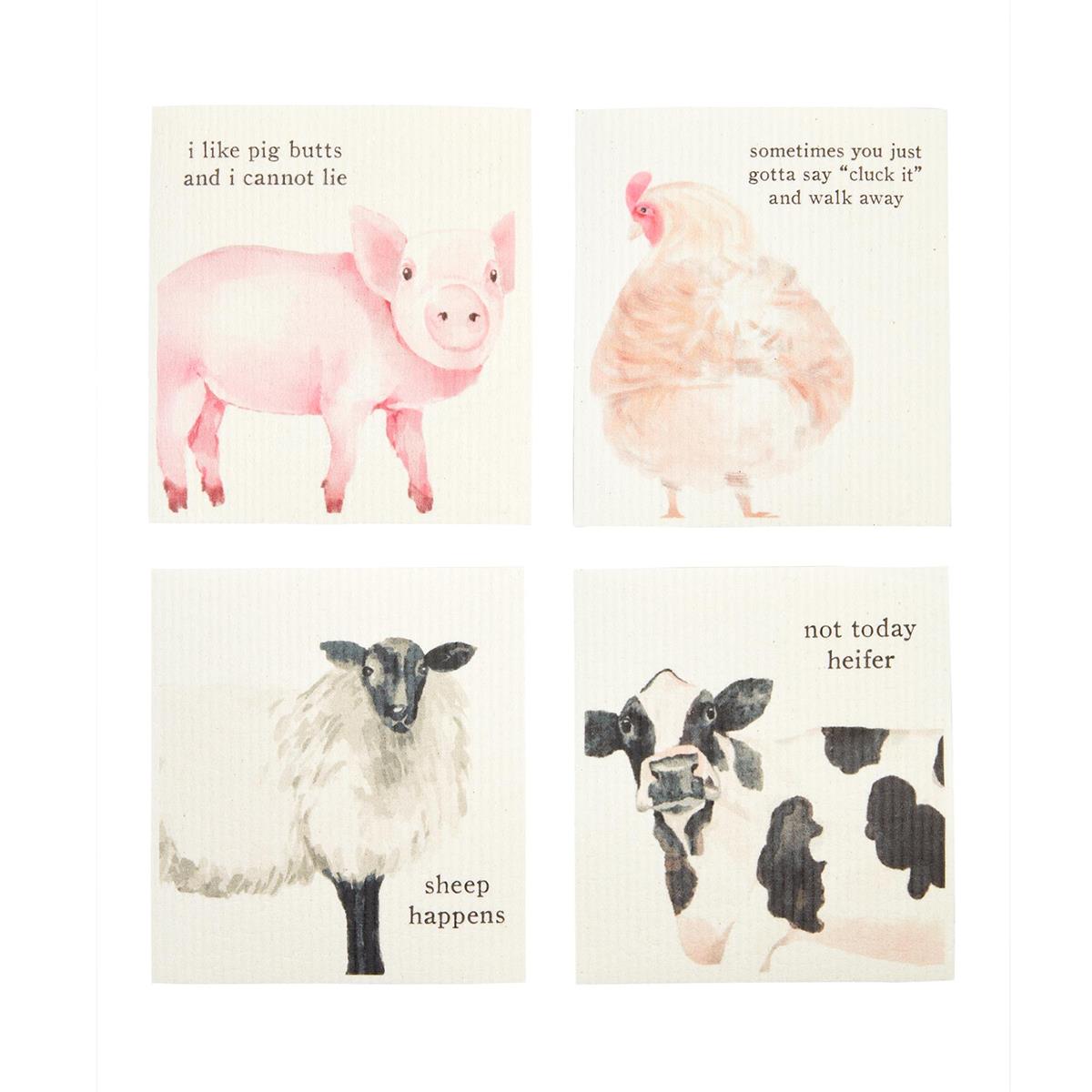 Farm Animal Reusable Sponge Cloth