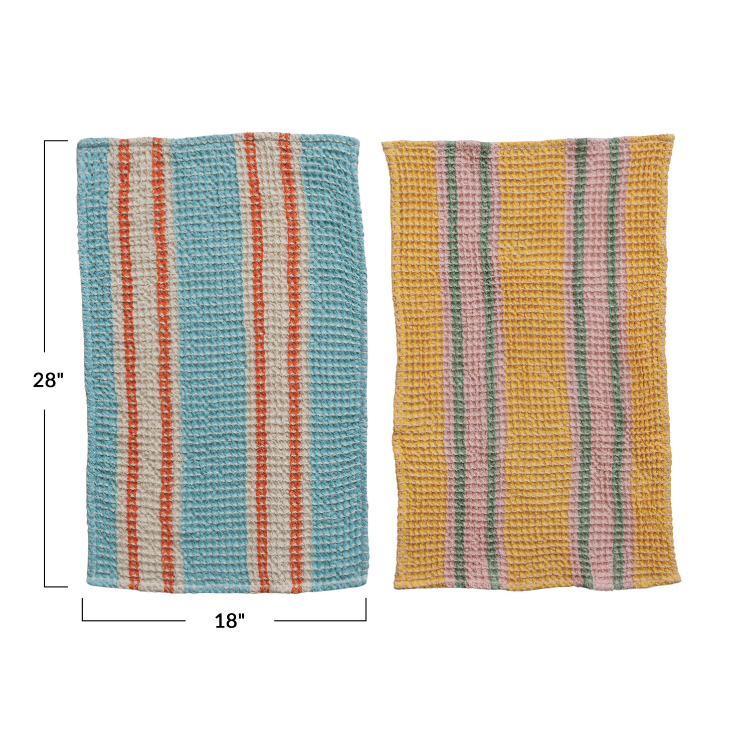 Pastel Stripe Waffle Towel Set/2