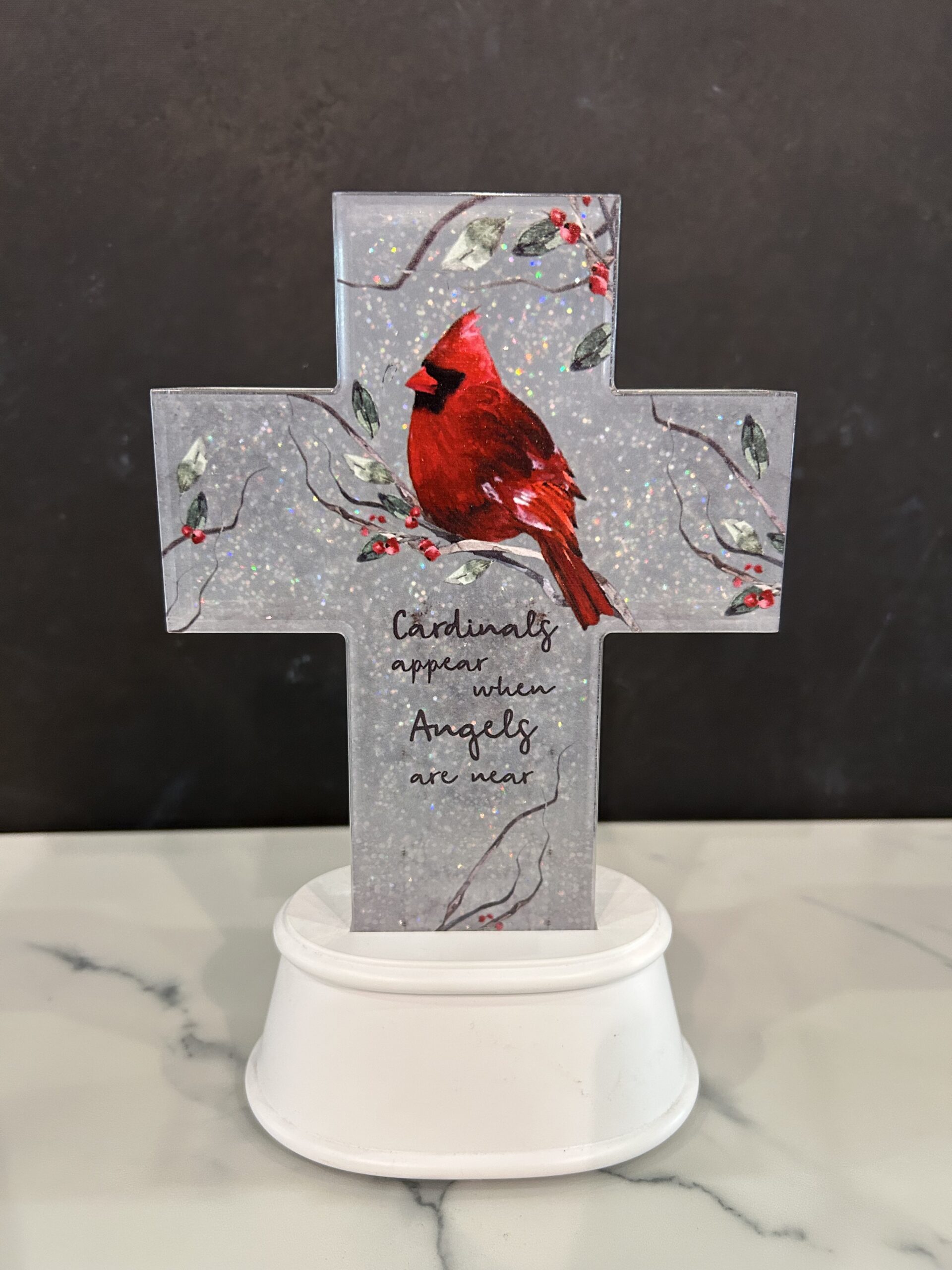 Light Up Glitter Globe Cross