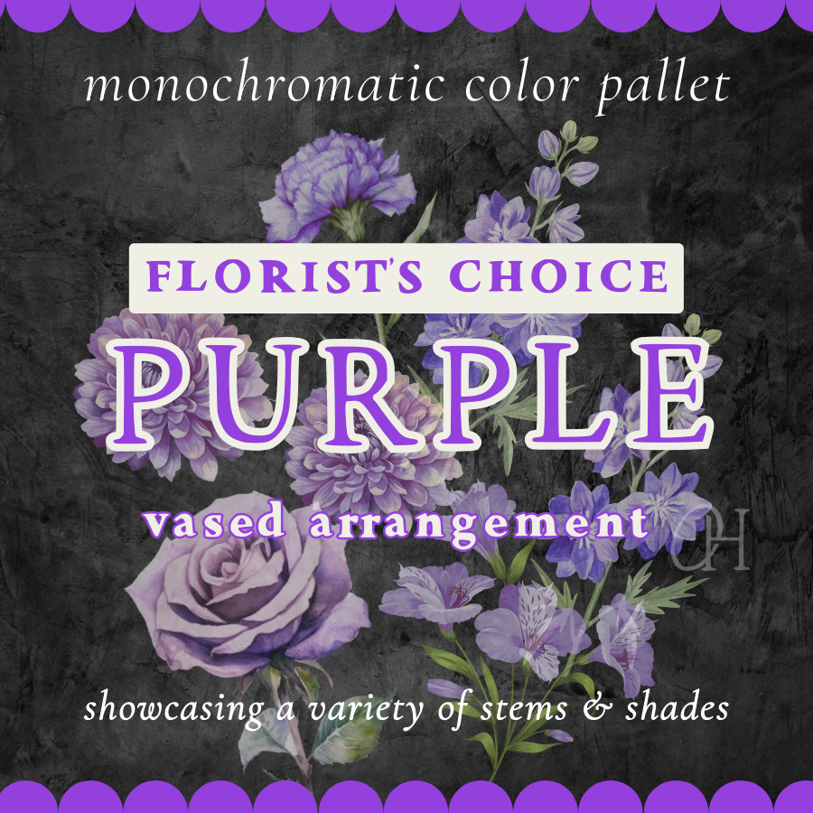 Purple Monochromatic Vased Arrangement - Florist's Choice