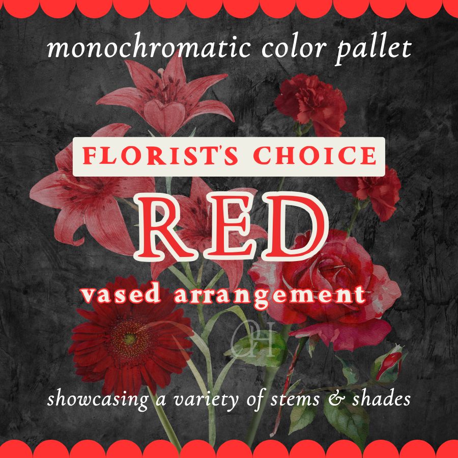 Red Monochromatic Vased Arrangement - Florist's Choice