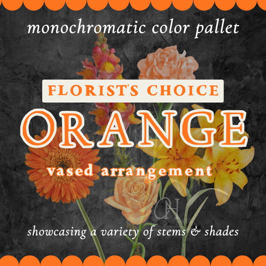 Orange Monochromatic Vased Arrangement - Florist's Choice