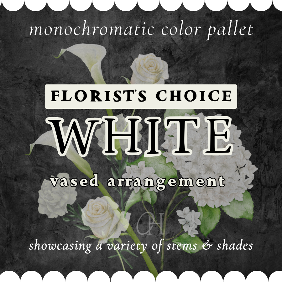 White Monochromatic Vased Arrangement - Florist's Choice