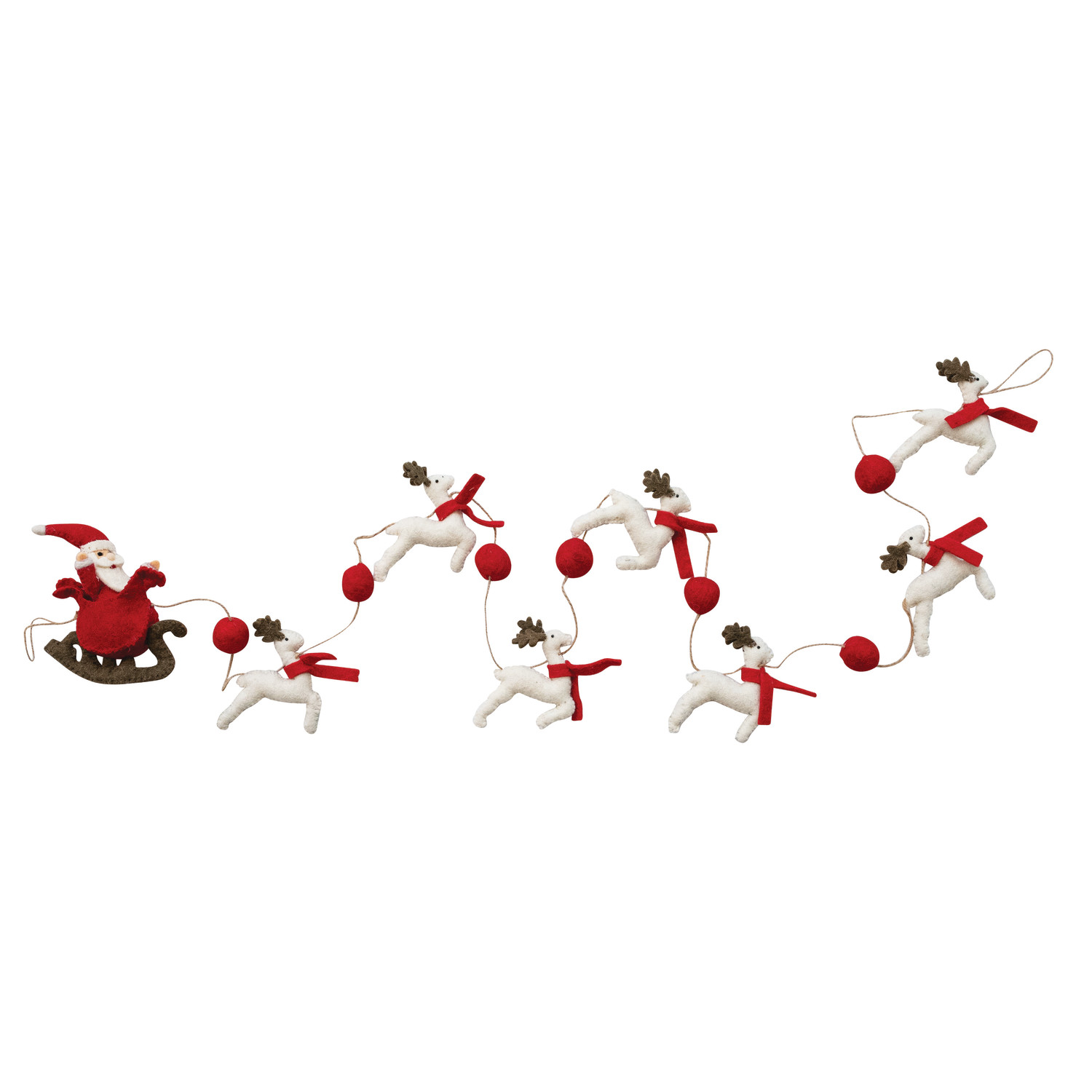 Felt Santa Sleigh w Reindeer Garland