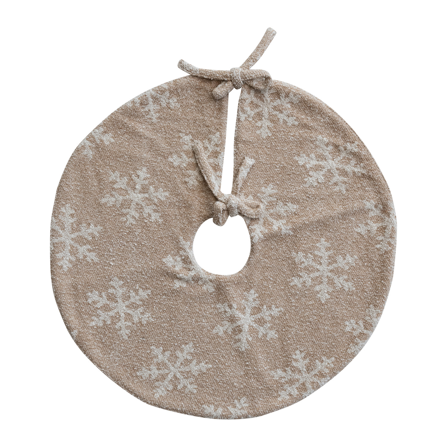 Jacquard Snowflake Tree Skirt with Ties