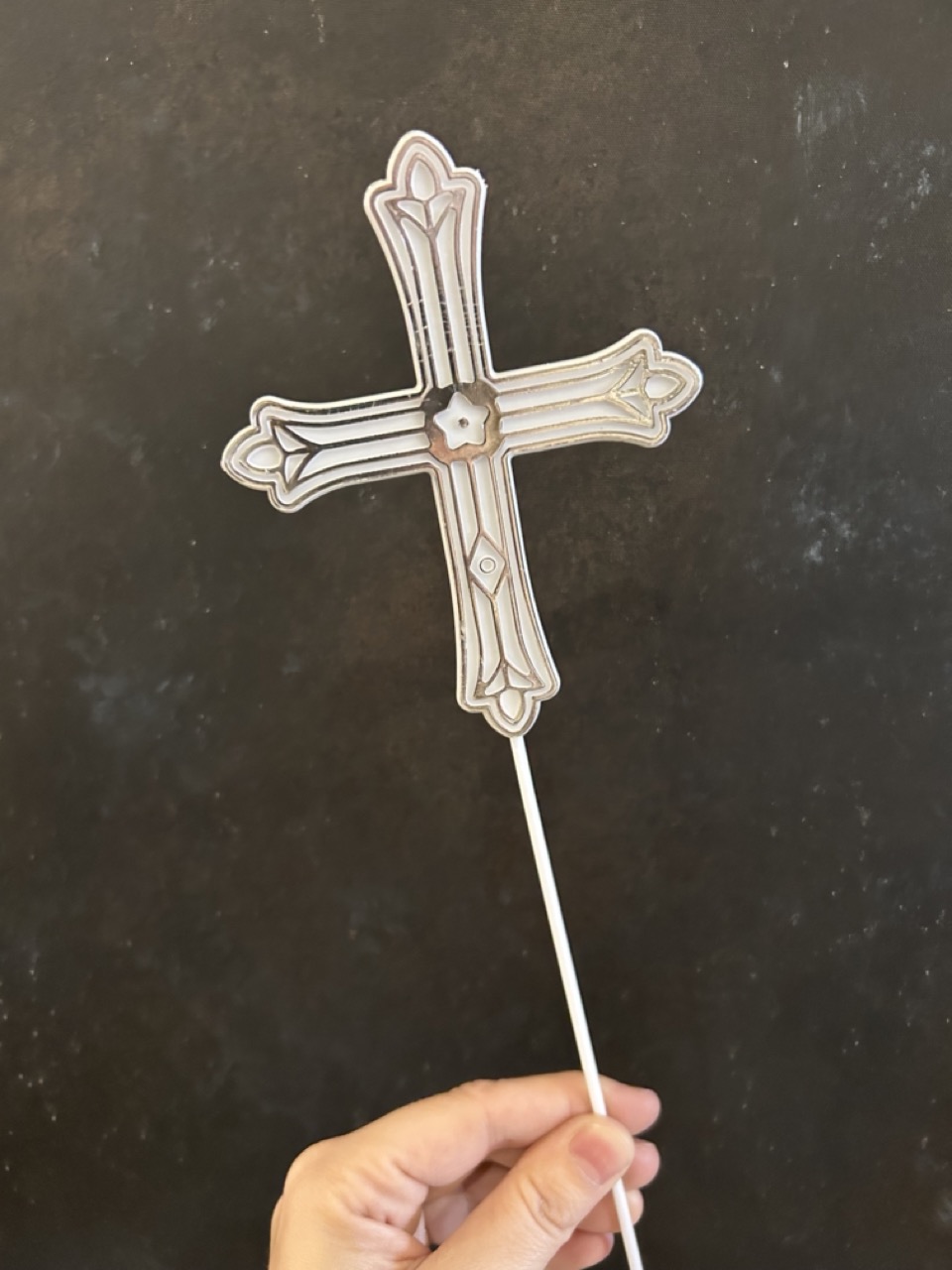 Plastic Pick - Silver Cross