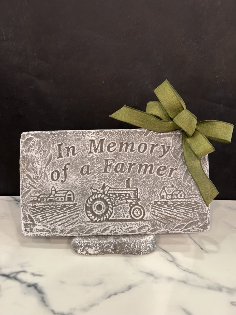 Concrete Memorial Stone - In Memory of a Farmer